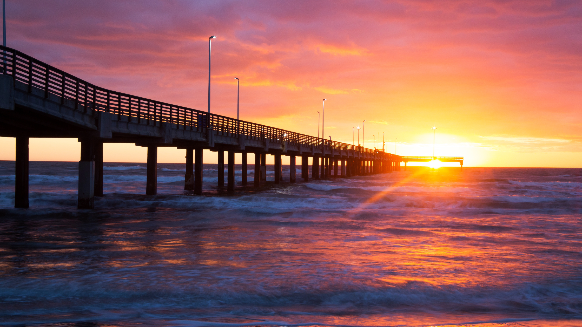 boardwalk beach scene in Texas
